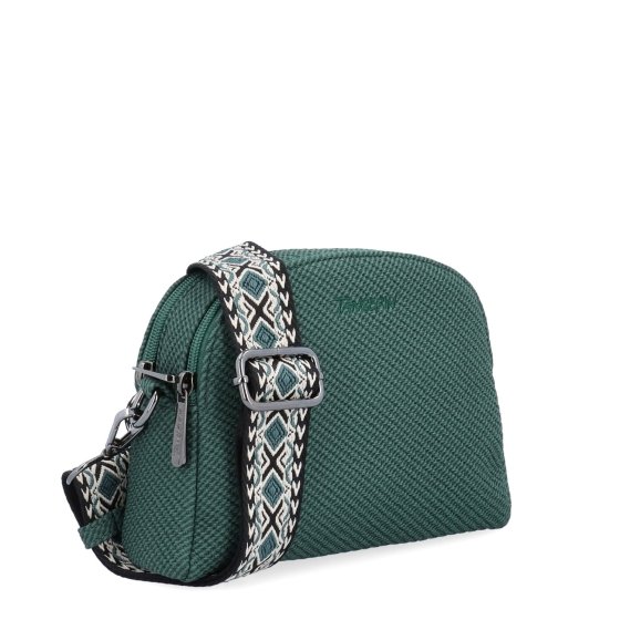 Štýlová crossbody kabelka s textúrovaným povrchom Tangerin materiál syntetická koža zapínanie na zips farba zelená veľkosť malá 4365 ZE