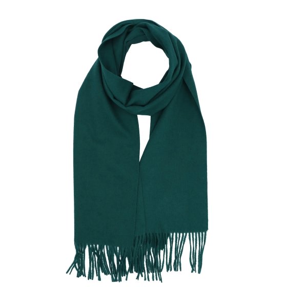 Elegantný jednofarebný šál so strapcami Noelia Bolger materiál Polyester s prímesou vlny farba zelená KZ003 - 08