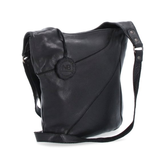 Elegantná kožená crossbody kabelka s vreckami Noelia Bolger materiál kože zapínanie na zips farba čierna veľkosť malá NB 2101 C