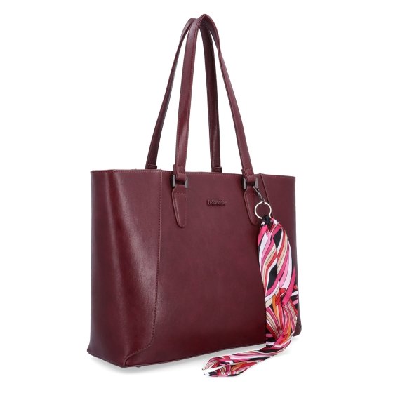 Priestranná shopper kabelka s ozdobnou šatkou Le Sands materiál syntetická koža zapínanie na zips farba vínová veľkosť veľká 7705 BO