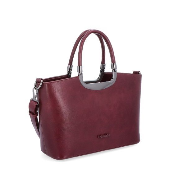 Elegantná kabelka do ruky s popruhom Le Sands materiál syntetická koža zapínanie na zips farba vínová veľkosť stredná 7713 BO