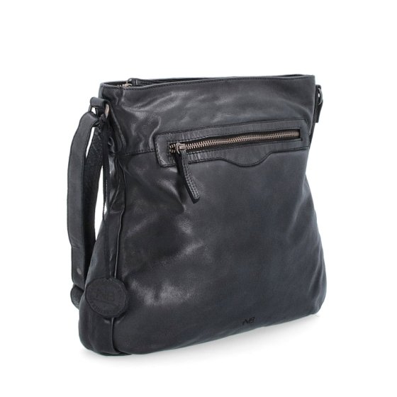 Kožená crossbody s predným vreckom na zips Noelia Bolger materiál kože zapínanie na zips farba čierna veľkosť stredná NB 2103 C