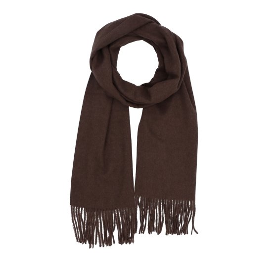 Elegantný jednofarebný šál so strapcami Noelia Bolger materiál Polyester s prímesou vlny farba hnedá KZ003 - 05