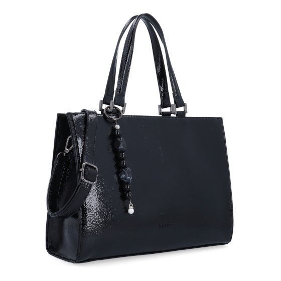 Kabelka do ruky s odnímateľným crossbody popruhom a príveskom Le Sands Le Sands materiál syntetická koža zapínanie na zips farba čierna veľkosť stredná 4638 C