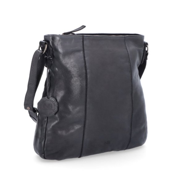 Kožená crossbody kabelka s prešívaním Noelia Bolger materiál kože zapínanie na zips farba čierna veľkosť stredná NB 2002 C