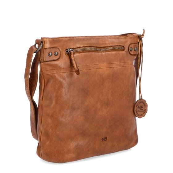 Kožená vintage crossbody s vreckami Noelia Bolger materiál kože zapínanie na zips farba koňaková veľkosť stredná NB 2006 KO