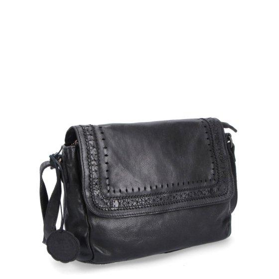 Dizajnová kožená crossbody kabelka s chlopňou Noelia Bolger materiál kože zapínanie na zips farba čierna veľkosť malá NB 2026 C