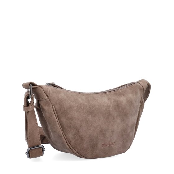 Štýlový dámský Moonbag zo syntetického materiálu Tangerin materiál syntetická koža zapínanie na zips farba hnedá veľkosť malá 1112 H