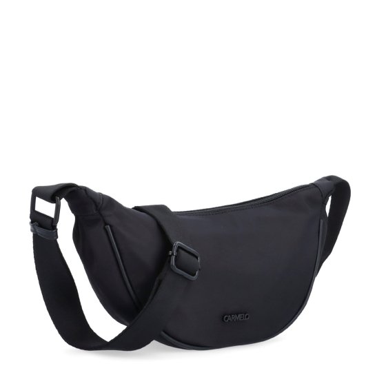 Malá nylonová kabelka typu moonbag Carmelo materiál nylon zapínanie na zips farba čierna veľkosť malá 6609 C