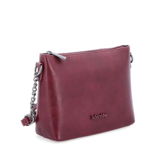 Spoločenská crossbody kabelka s retiazkou Le Sands materiál syntetická koža zapínanie na zips farba vínová veľkosť malá 7708 BO