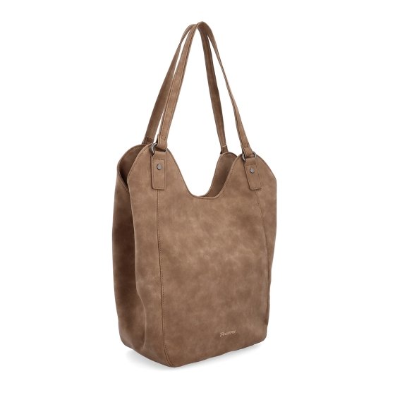 Priestranná elegantná kabelka cez rameno Tangerin materiál syntetická koža zapínanie na zips farba taupe veľkosť veľká 1106 T