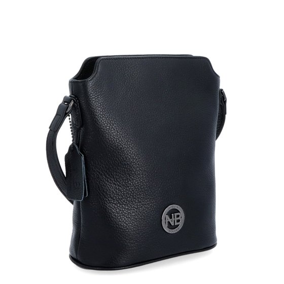 Malá crossbody kabelka zo štruktúrovanej kože Noelia Bolger materiál kože zapínanie na zips farba čierna veľkosť malá NB 3009 C