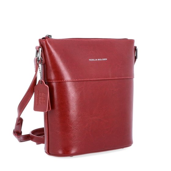 Luxusná kožená crossbody kabelka Noelia Bolger materiál kože zapínanie na zips farba červená veľkosť malá NB 0077 TCV