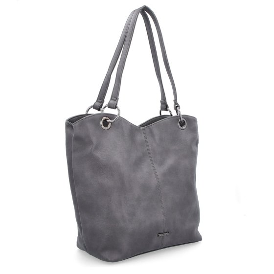 Veľká shopper kabelka cez rameno Tangerin materiál syntetická koža zapínanie na zips farba sivá veľkosť veľká 8025 TS