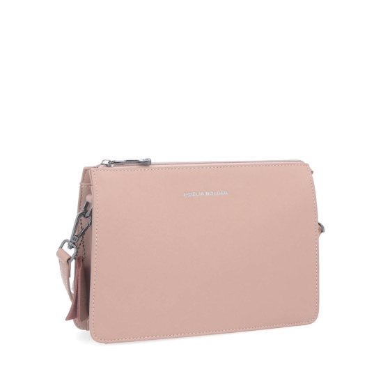 Elegantná crossbody kabelka Noelia Bolger materiál kože zapínanie na zips farba nude veľkosť malá NB 0042 N