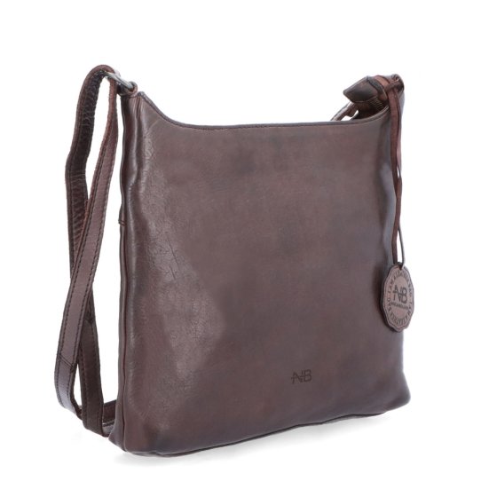 Kožená crossbody kabelka na každý deň Noelia Bolger materiál kože zapínanie na zips farba hnedá veľkosť malá NB 2404 H