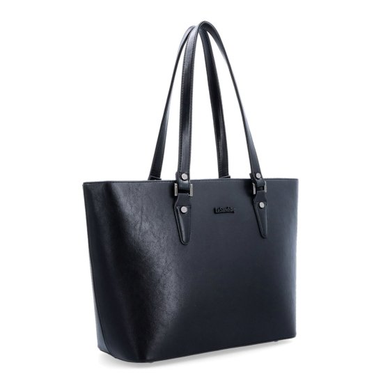 Priestranná shopper kabelka s čistým dizajnom Le Sands materiál syntetická koža zapínanie na zips farba čierna veľkosť veľká 7719 C