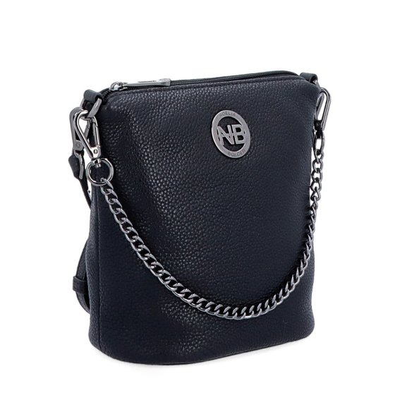 Malá kožená crossbody kabelka s výraznou retiazkou Noelia Bolger materiál kože zapínanie na zips farba čierna veľkosť malá NB 3016 C