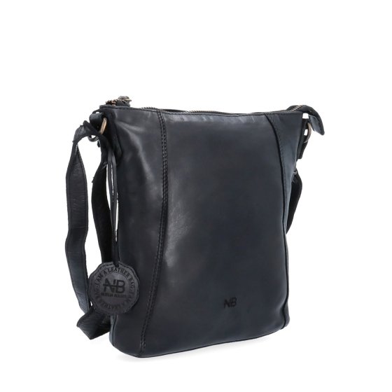 Malá kožená crossbody s prešívaním Noelia Bolger materiál kože zapínanie na zips farba čierna veľkosť malá NB 2086 C