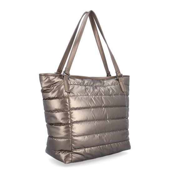 Shopperka cez rameno z nadýchaného materiálu Carmelo materiál nylon zapínanie na zips farba metalíza veľkosť veľká 4385 BR