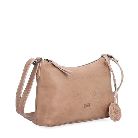 Praktická kožená crossbody na každý deň Noelia Bolger materiál kože zapínanie na zips farba béžová veľkosť malá NB 2406 BE