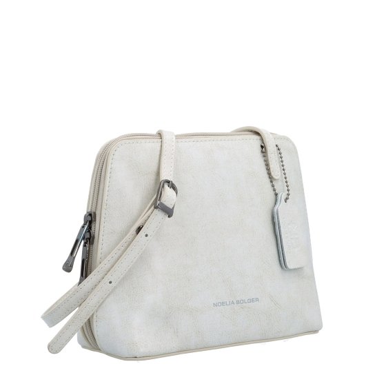 Kožená crossbody kabelka s premysleným členením Noelia Bolger materiál kože zapínanie na zips farba biela veľkosť malá NB 0115 OW