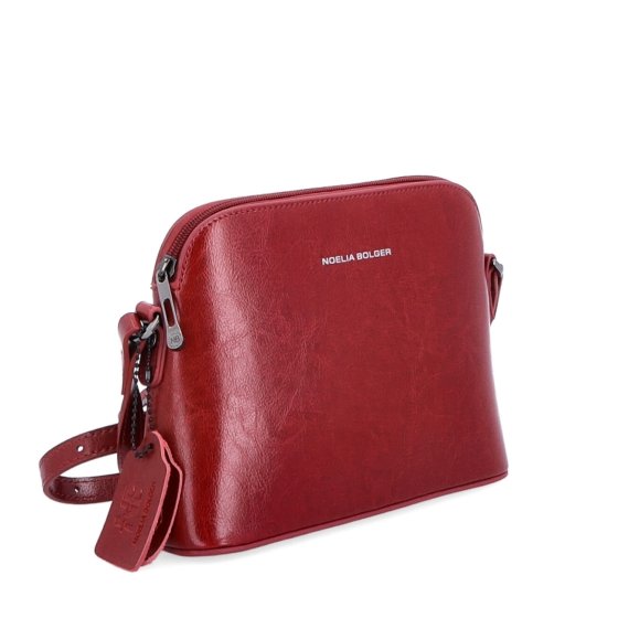 Luxusná malá kožená crossbody kabelka Noelia Bolger materiál kože zapínanie na zips farba červená veľkosť malá NB 0080 TCV