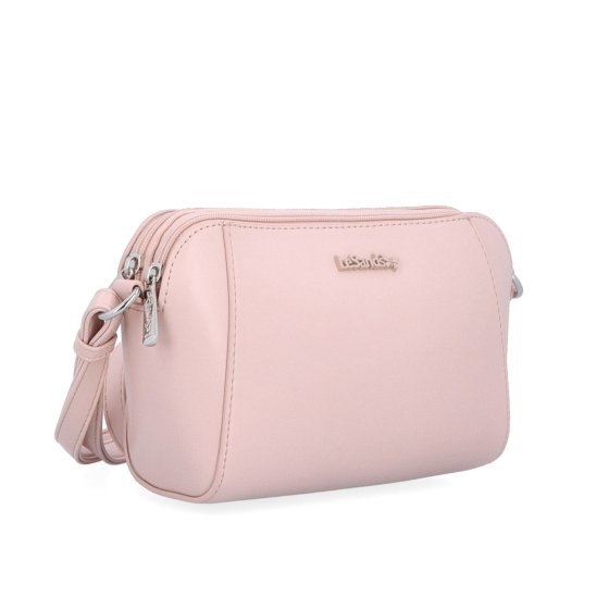 Menšia crossbody kabelka s dvoma vreckami Le Sands materiál syntetická koža zapínanie na zips farba ružová veľkosť malá 7716 R