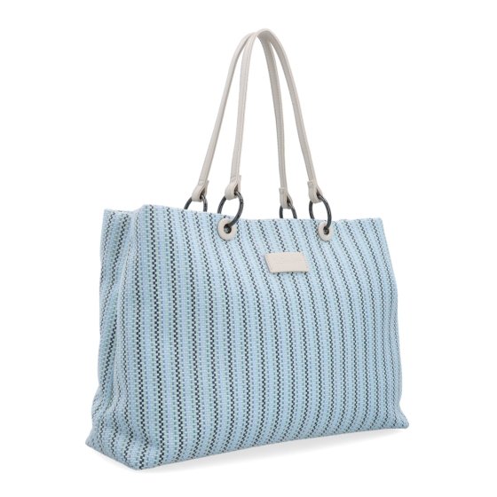 Priestranná shopper kabelka s textúrovaným povrchom Le Sands materiál syntetická koža zapínanie na zips farba modrá veľkosť veľká 4614 M