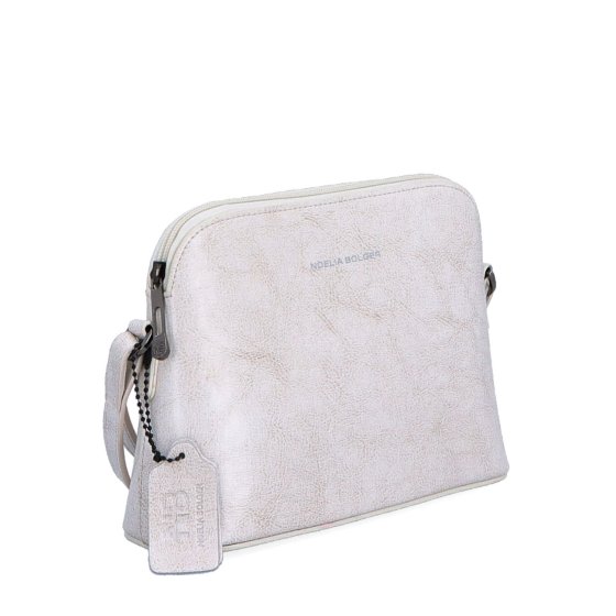 Luxusná malá kožená crossbody kabelka Noelia Bolger materiál kože zapínanie na zips farba biela veľkosť malá NB 0080 OW