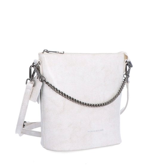 Elegantná kožená crossbody s retiazkou Noelia Bolger materiál kože zapínanie na zips farba biela veľkosť malá NB 0048 OW