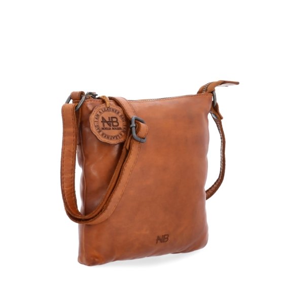 Elegantná kožená crossbody kabelka Noelia Bolger materiál kože zapínanie na zips farba koňaková veľkosť malá NB 2415 KO