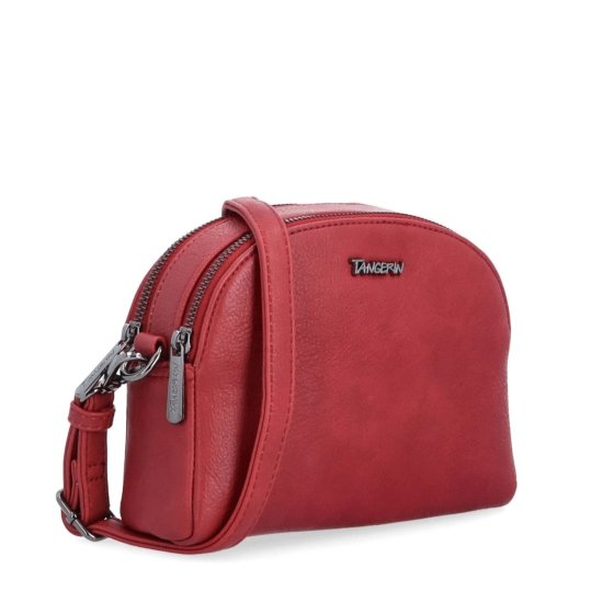 Malá crossbody kabelka s výrazným popruhom Tangerin materiál syntetická koža zapínanie na zips farba červená veľkosť malá 8044 CV