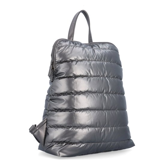 Prešívaný batoh z nadýchaného nylonu Carmelo materiál nylon zapínanie na zips farba metalíza veľkosť stredná 4384 TI