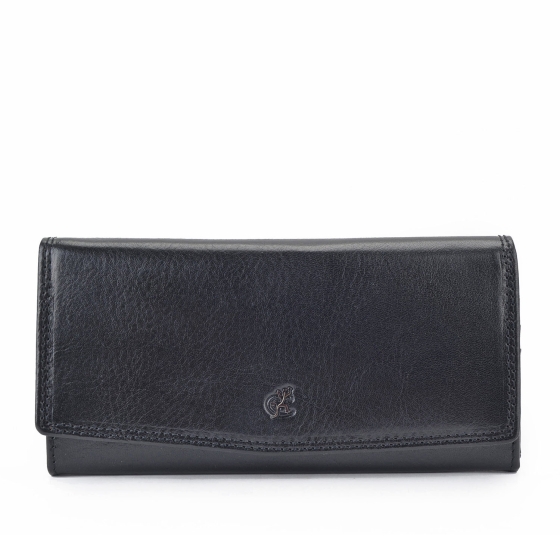 Peňaženka na dva zipsy Cosset materiál kože zapínanie na cvok farba čierna veľkosť veľká 4466 Komodo C