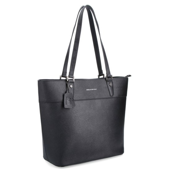 Shopperka z kože saffiano Noelia Bolger materiál kože farba čierna veľkosť veľká NB 0032 C