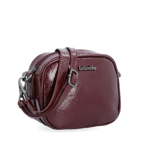 Malá crossbody kabelka so štruktúrovaným povrchom Le Sands materiál syntetická koža zapínanie na zips farba vínová veľkosť malá 4372 BO