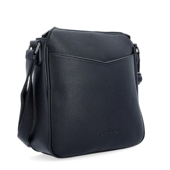 Stredná crossbody kabelka s predným vreckom na cvoček Carmelo materiál syntetická koža zapínanie na zips farba čierna veľkosť stredná 4331 C