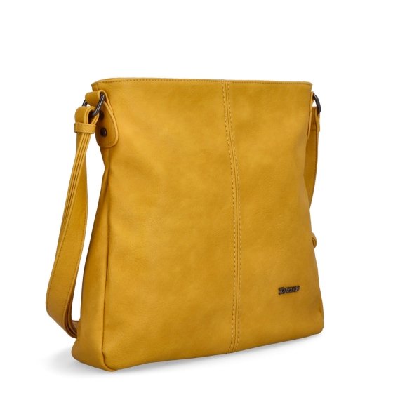 Crossbody kabelka s jednoduchým prešívaním Tangerin materiál syntetická koža zapínanie na zips farba žltá veľkosť stredná 8003 ZLU