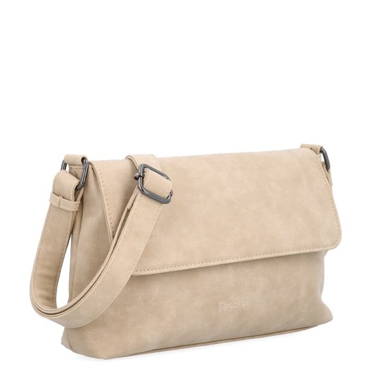 Praktická crossbody kabelka s klopou Tangerin materiál syntetická koža zapínanie na cvok farba béžová veľkosť stredná 1116 BE
