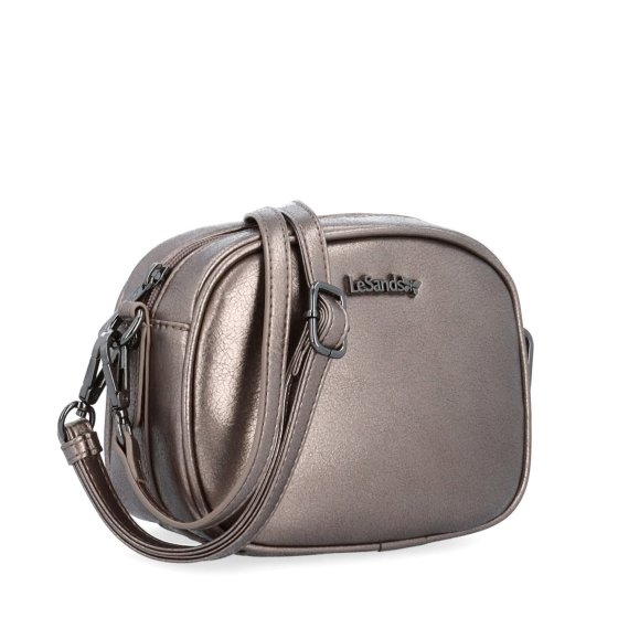 Malá crossbody kabelka s odopínateľným popruhom Le Sands materiál syntetická koža zapínanie na zips farba metalíza veľkosť malá 4370 BR