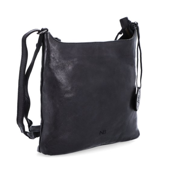 Kožená crossbody kabelka na každý deň Noelia Bolger materiál kože zapínanie na zips farba čierna veľkosť malá NB 2404 C