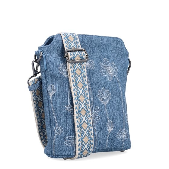 Crossbody kabelka s dekoratívnym vzorom a širokým popruhom Indee materiál syntetická koža zapínanie na zips farba modrá veľkosť malá 6343 M