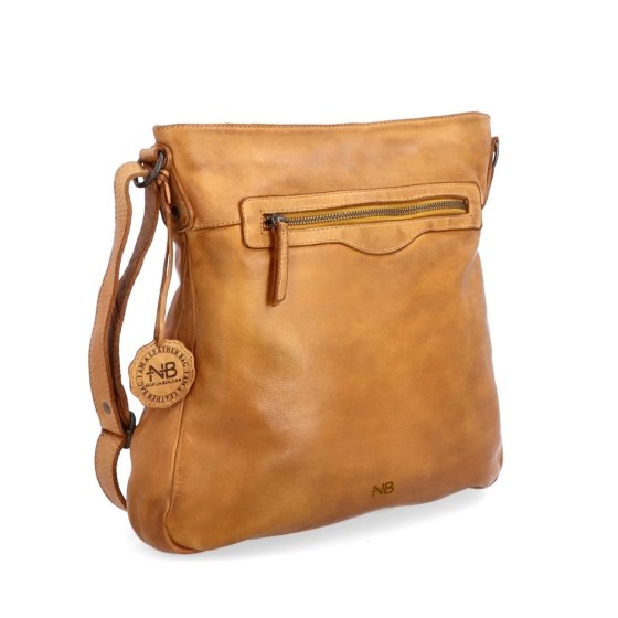 Kožená crossbody s predným vreckom na zips Noelia Bolger materiál kože zapínanie na zips farba žltá veľkosť stredná NB 2103 ZLU