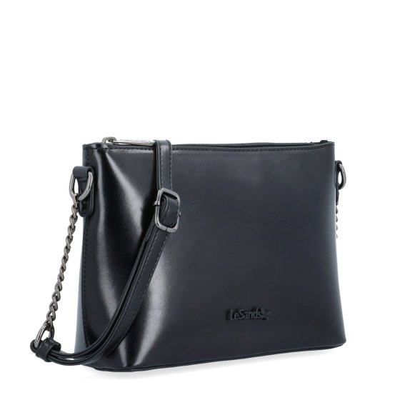 Elegantná crossbody kabelka s s reťazou Le Sands materiál syntetická koža zapínanie na zips farba čierna veľkosť malá 4379 C