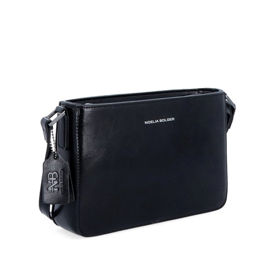 Elegantná, pevnejšia kožená crossbody kabelka Noelia Bolger materiál kože zapínanie na zips farba čierna veľkosť malá NB 0103 C
