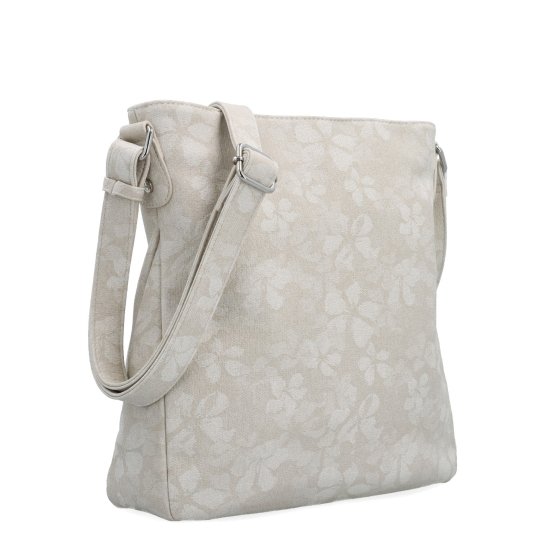Crossbody kabelka s jemným kvetinovým vzorom Carmelo materiál syntetická koža zapínanie na zips farba béžová veľkosť stredná 4601 BE