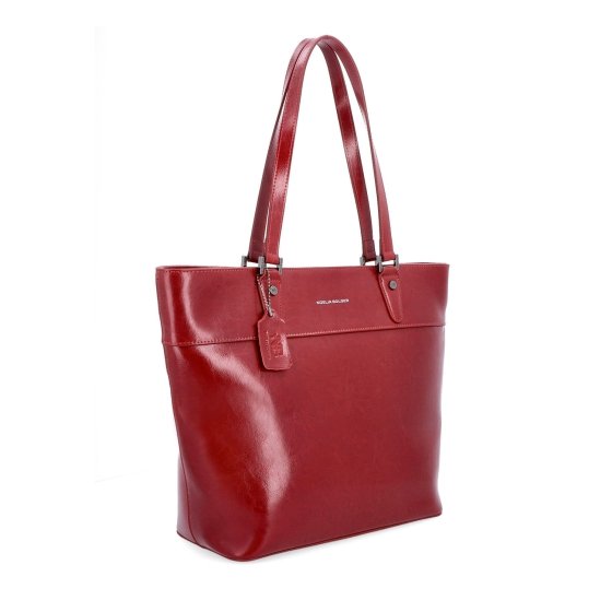 Kožená shopper kabelka Noelia Bolger materiál kože farba červená veľkosť veľká NB 0076 TCV
