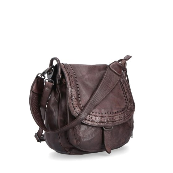 Kožená crossbody kabelka so zdobenou chlopňou Noelia Bolger materiál kože zapínanie s chlopňou farba hnedá veľkosť stredná NB 2030 H