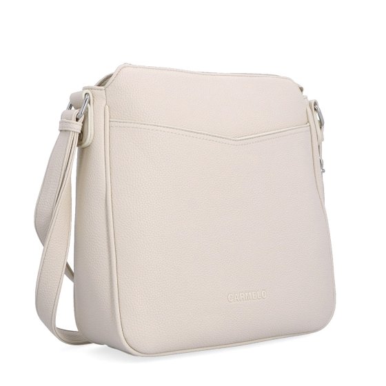 Stredná crossbody kabelka s predným vreckom na cvoček Carmelo materiál syntetická koža zapínanie na zips farba béžová veľkosť stredná 4331 BE